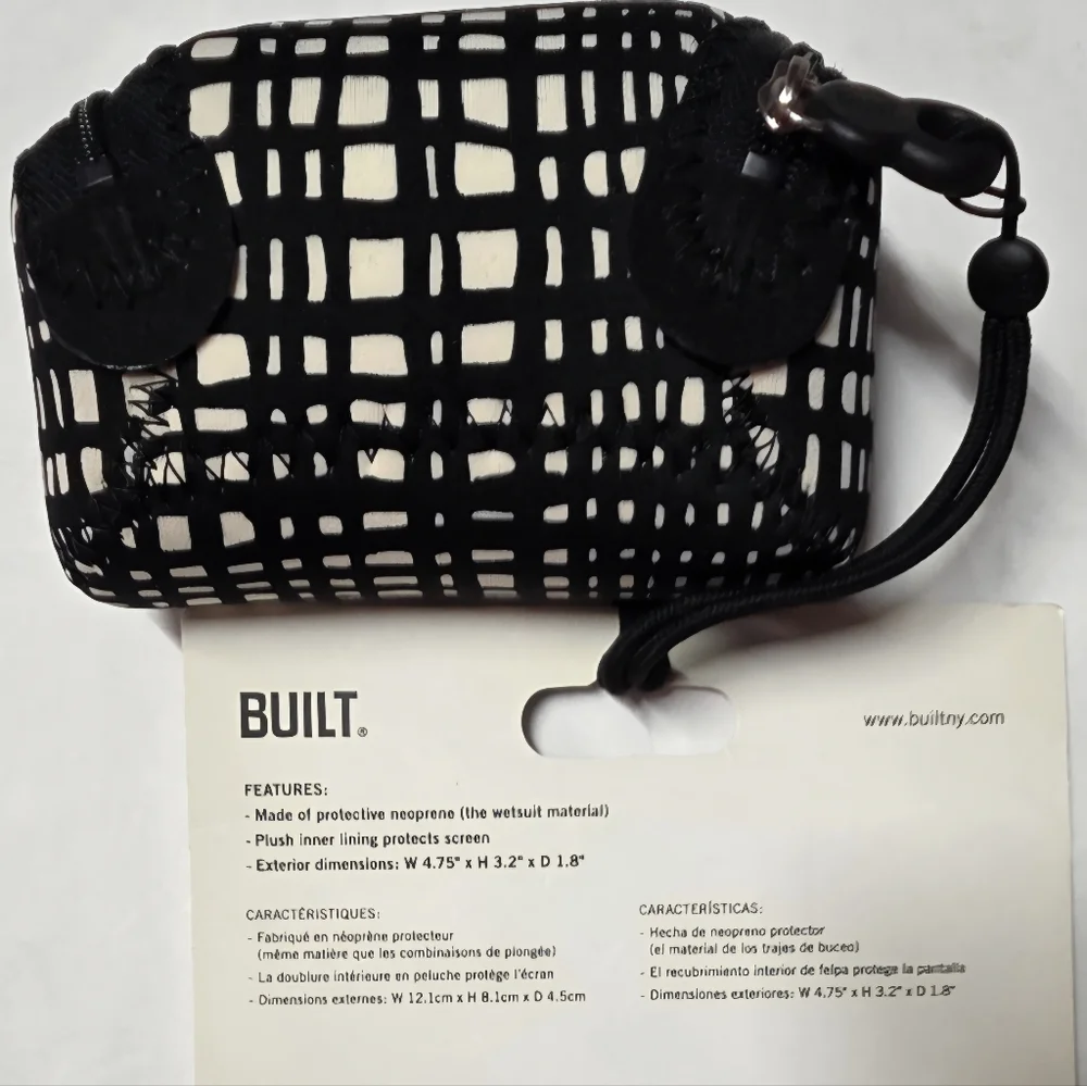 BUILT (BuiltNY) Neoprene Compact Camera Case, Black/White, NWT